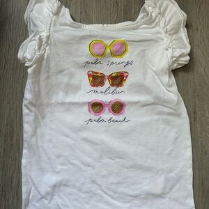Janie and Jack White Tee with Sunglasses Print